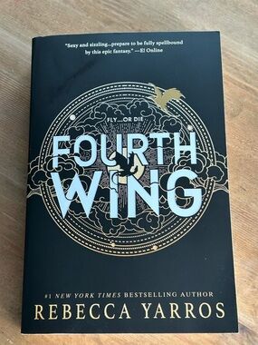 Fourth Wing by Rebecca Yarros - Black & Gold Hardcover-Style Paperback